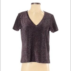 Shimmery v neck tee